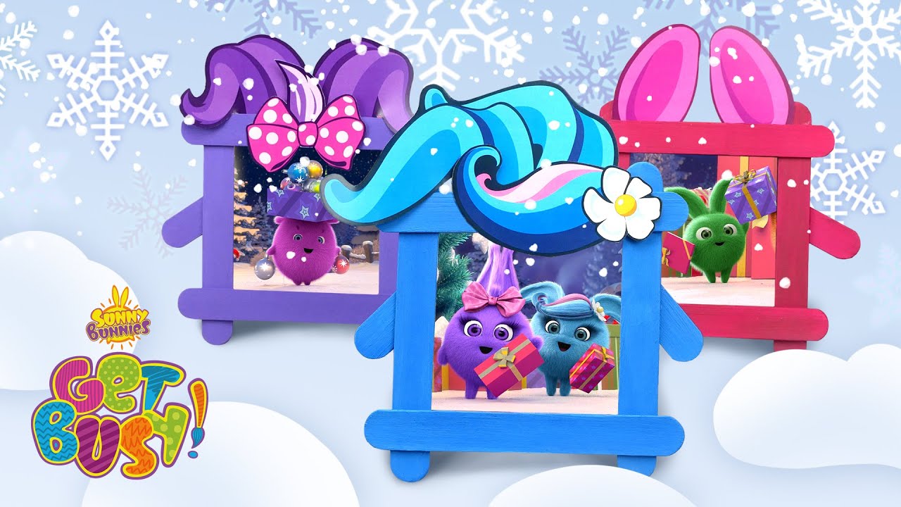 SUNNY BUNNIES - How to Make Photo Frames | 🎄 Christmas Edition ❄️ | GET BUSY | Cartoons for Kids