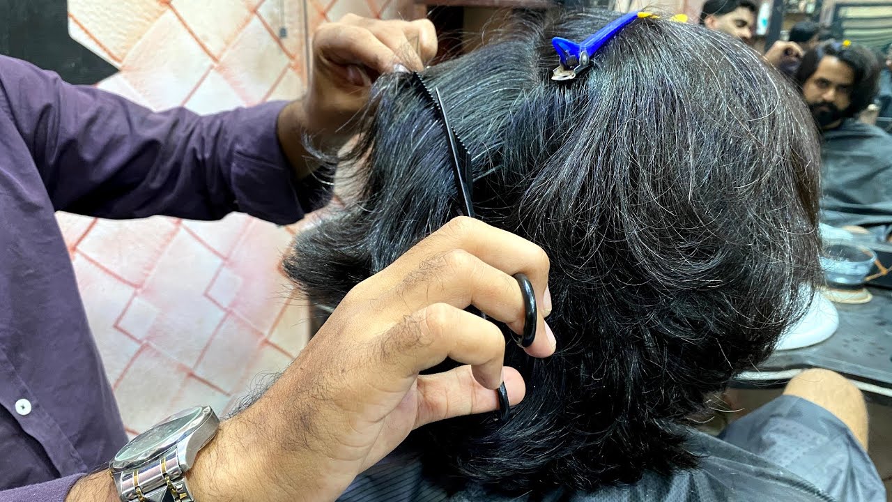 ASMR barber 💈scissor haircut long hair short amaizing 