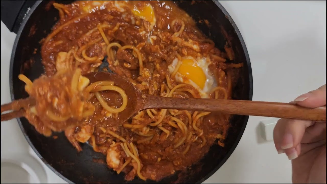 퇴근 후 참치새우계란토마토파스타