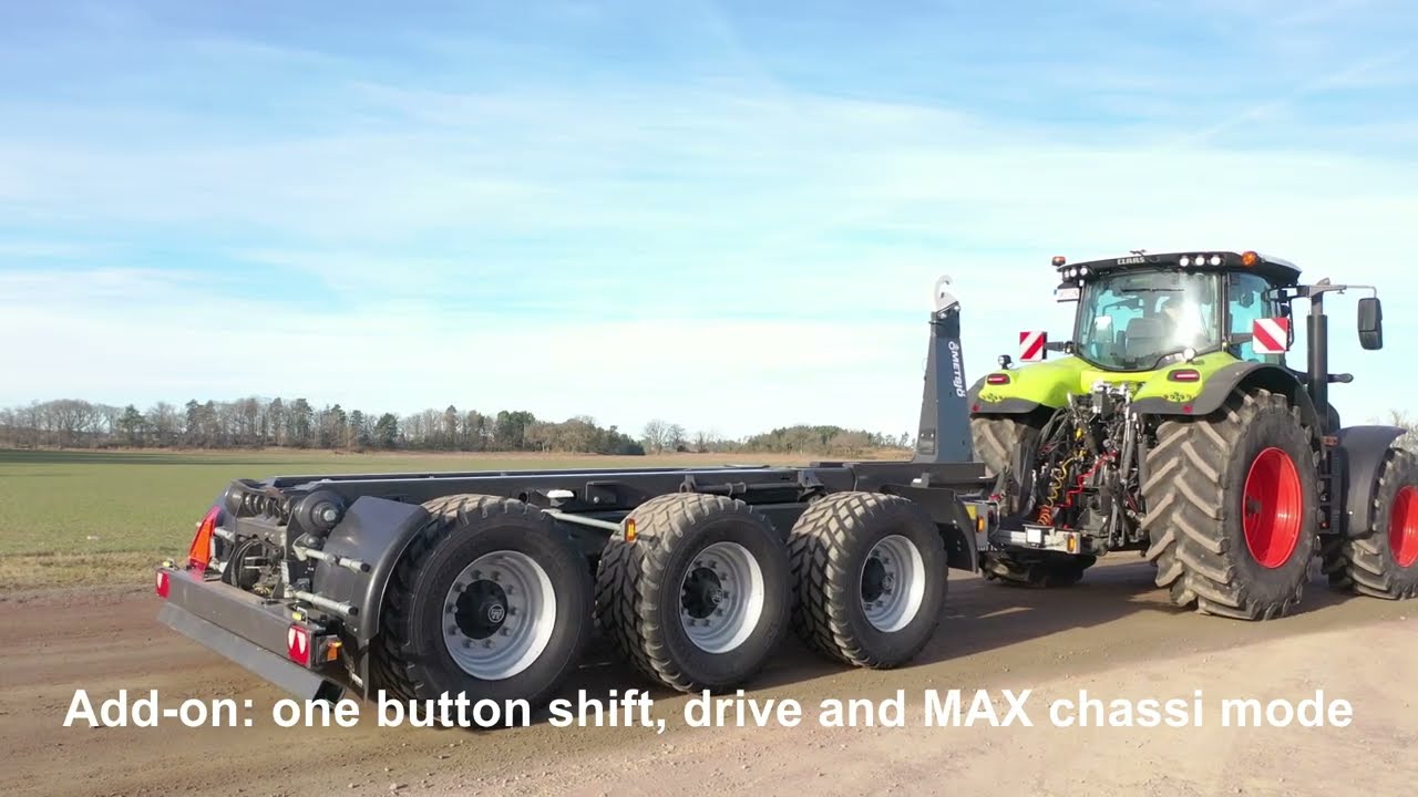 ISOBUS MetaFlex 50-65 Tridem hook lift with prolongable rear underrun protection | Metsjö hakenlift