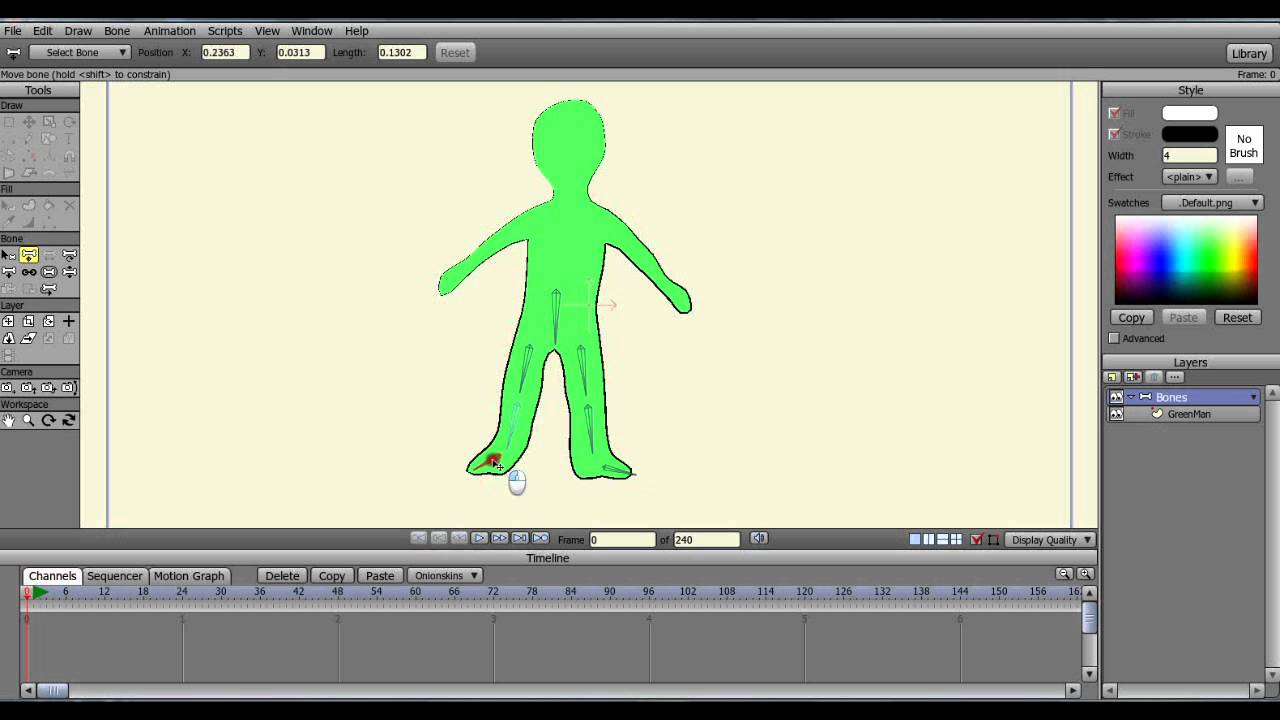Binding Points to Bones Tutorial Part1: Placing Bones (Anime Studio Pro6)