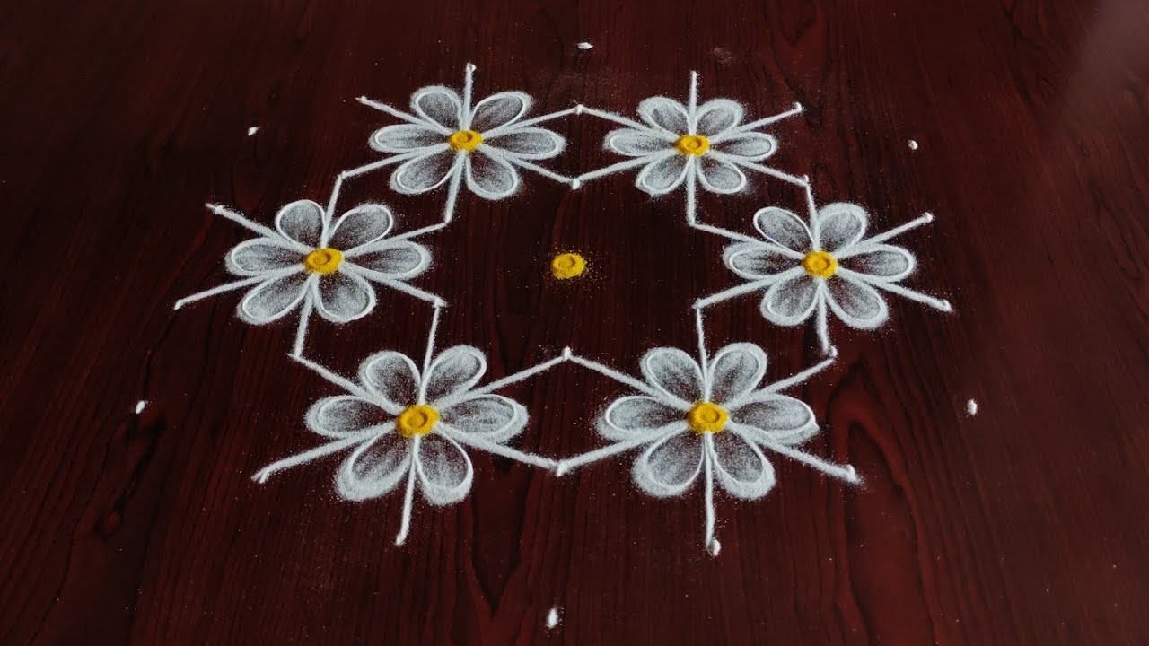 Easy Friday special rangoli (7&times;4) dot's.... simple Friday kolams
