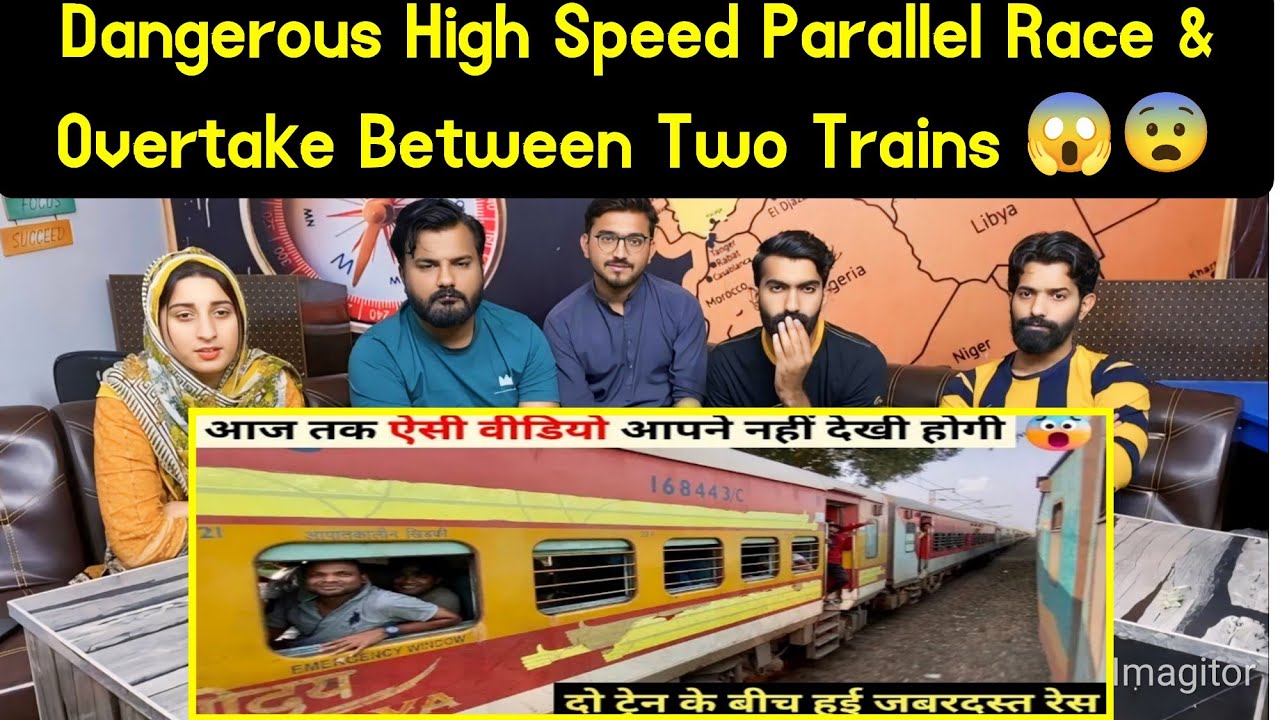 Reaction on Dangerous High Speed Parallel Race & Overtake between Two Trains 😱😨.