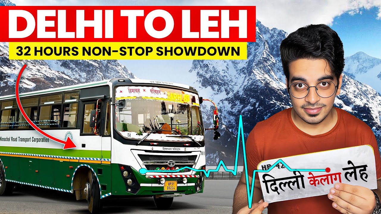 A 32-Hour Epic Bus Journey via HRTC Ordinary Bus | India's longest RTC Route | Delhi to Leh-Ladakh