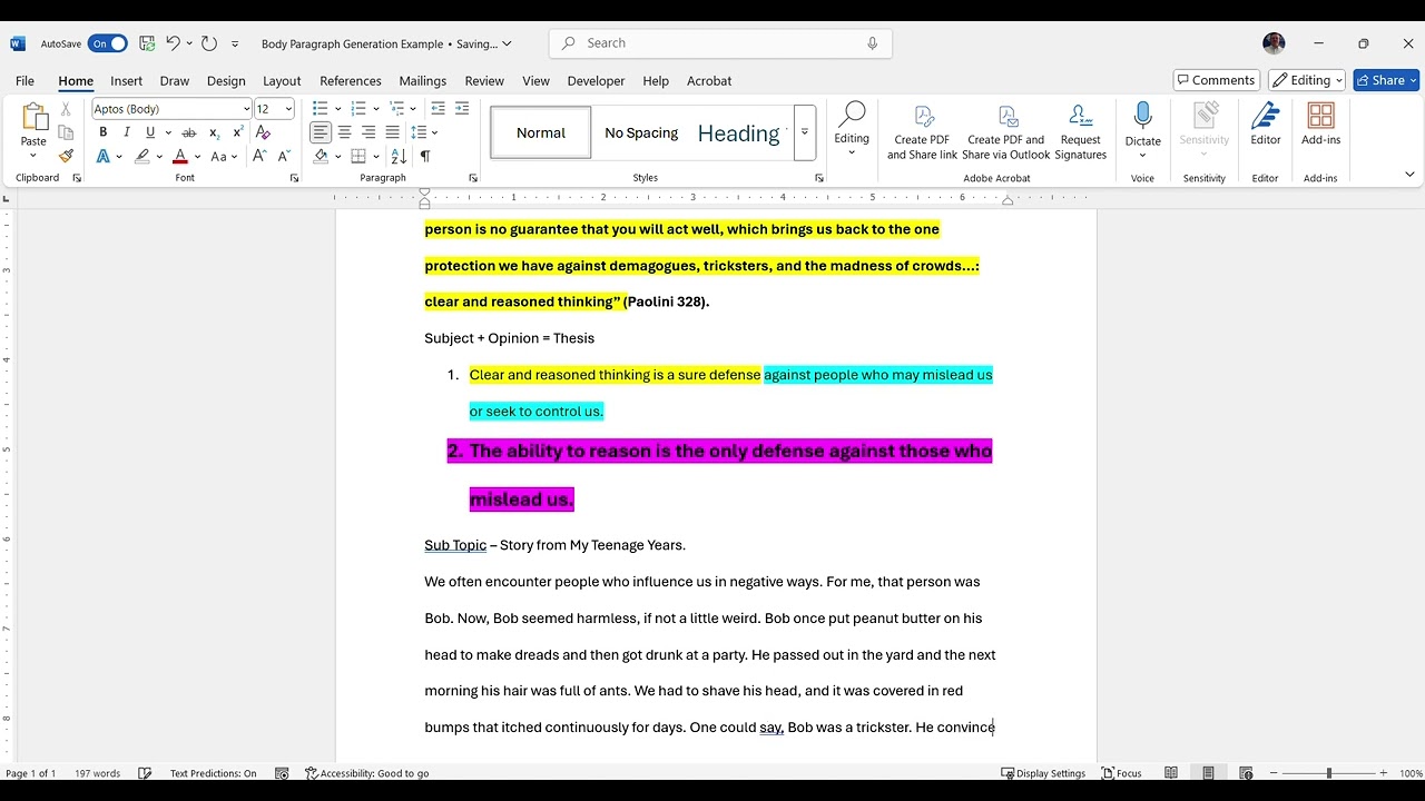 Body Paragraph Composition
