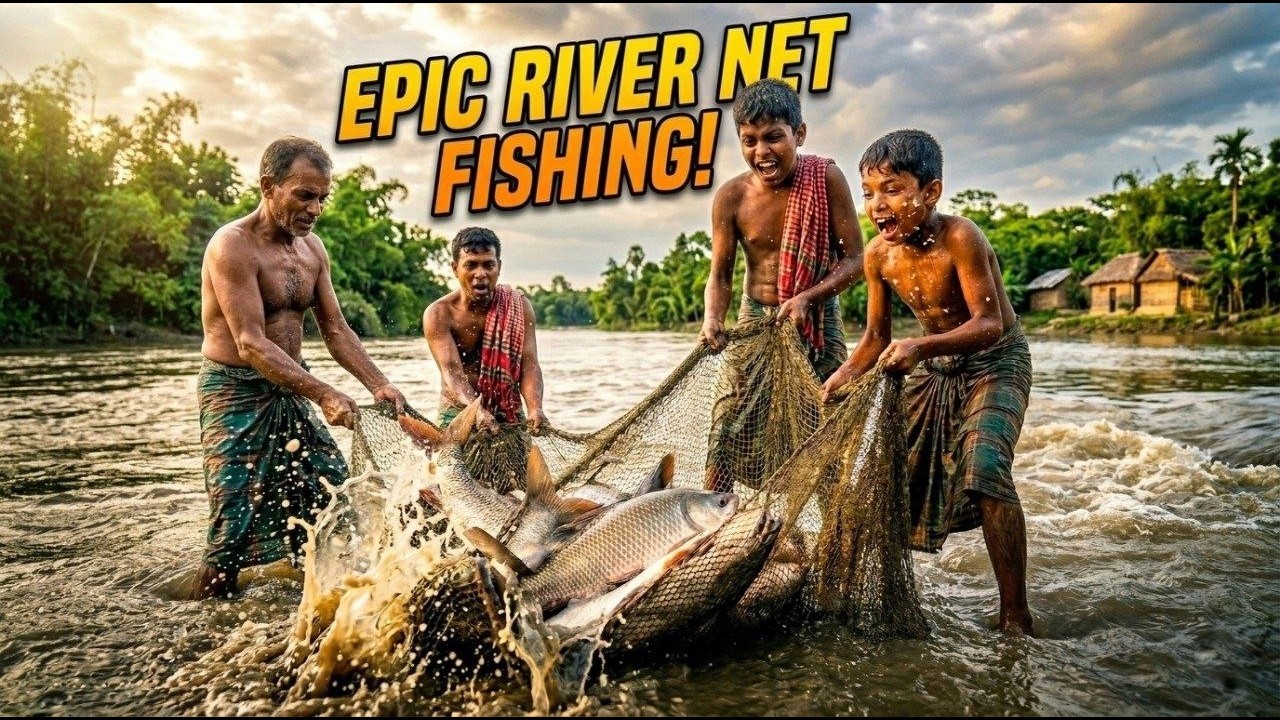 Amazing Net Fishing in Bangladesh Village Pond | Big Fish Catch | Traditional Net Fishing in Village