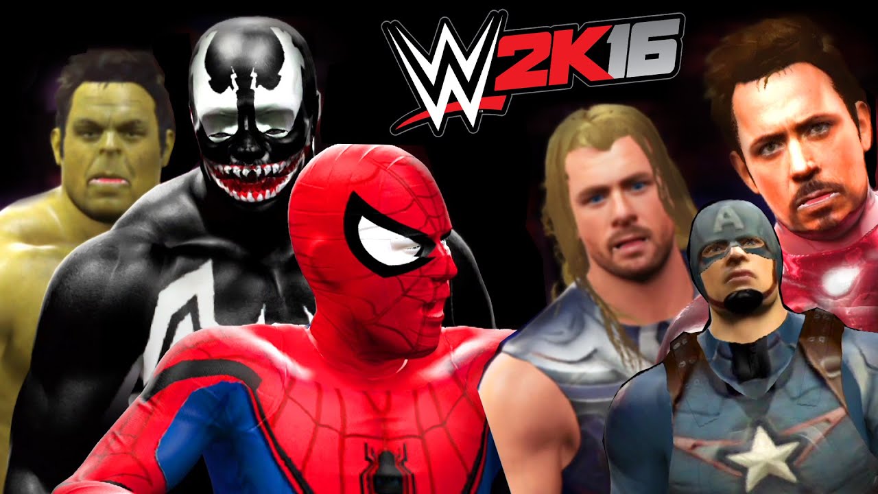 SPIDERMAN VS VENOM VS HULK VS CAPTAIN AMERICA VS IRONMAN VS THOR - WWE 2K16