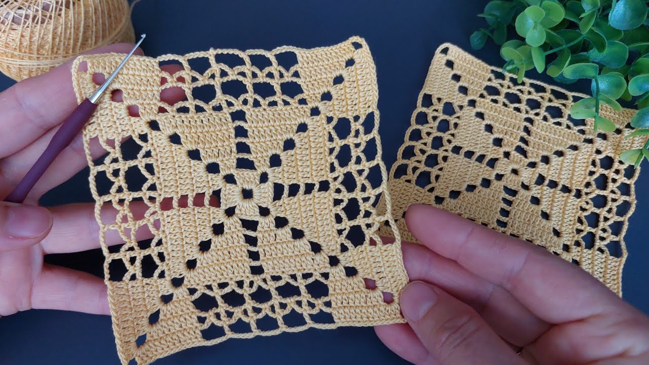 Amazing Crochet Square Motif | Filet Lace Star Pattern for Table Runners & Shawls