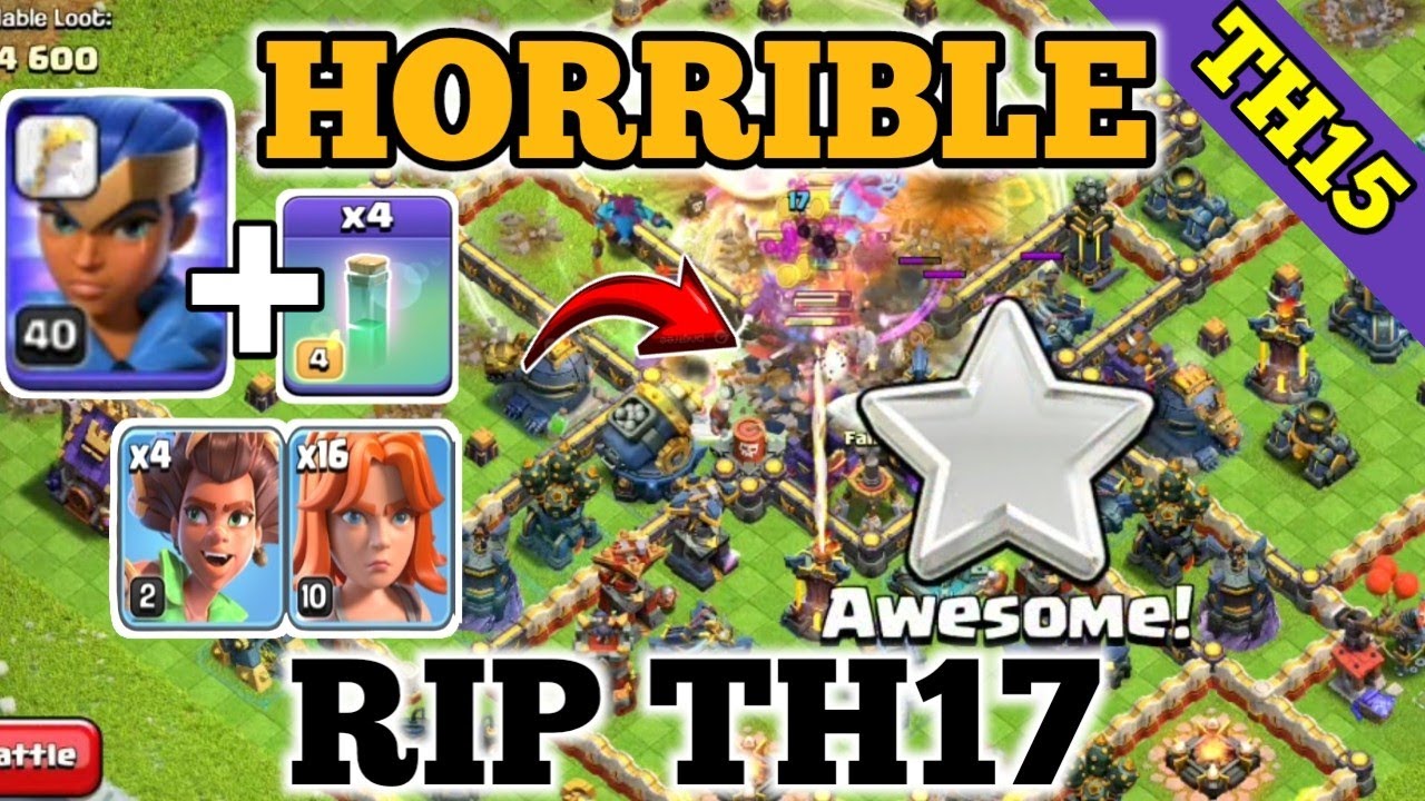 Th15 Vs Th17: A Noob Player Is Destroying Super Charge Th17 With This Epic Strategy (Clash Of Clans)
