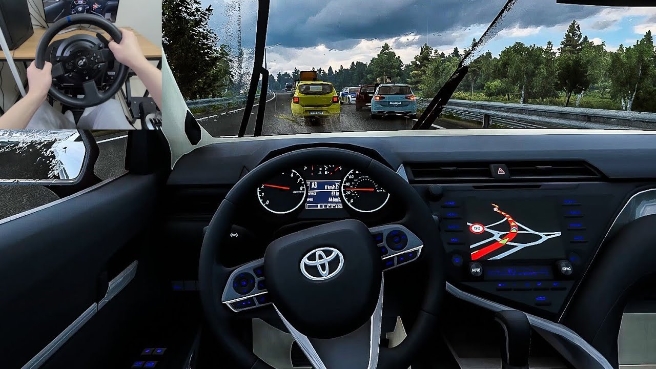 Euro Truck Simulator 2 - Toyota Camry 2018 | Rainy Drive [Steering Wheel Gameplay]