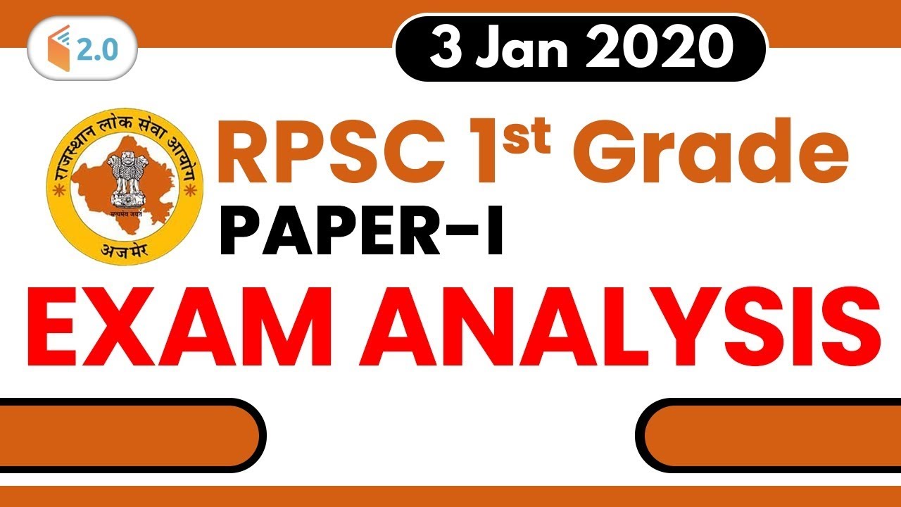 RPSC 1st Grade 2019 (3 Jan 2020) | 1st Grade Paper Exam Analysis & Asked Questions