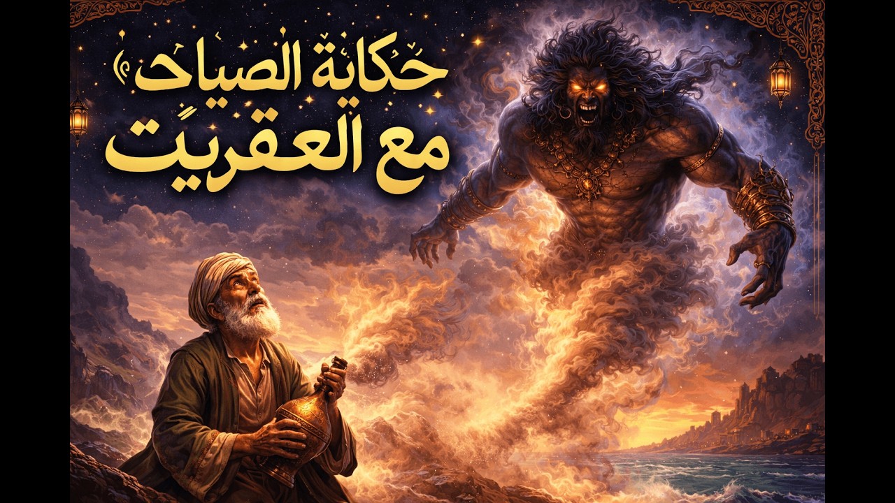 حكاية الصياد مع العفريت 🧞‍♂️ | عندما تحدّى الفقيرُ أقوى جنّي! قصة من ألف ليلة وليلة-ليلة ثالثة