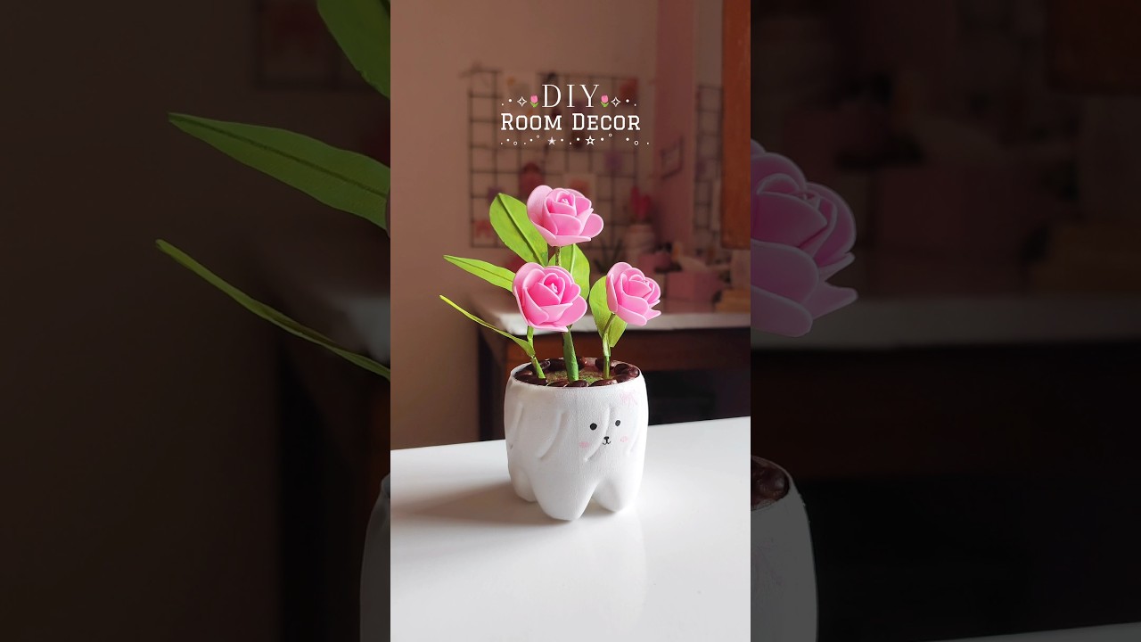 Diy Artificial Plant🌷|Aesthetic Room Decor #shorts #diy #craft #aesthetic #art #decor #viral