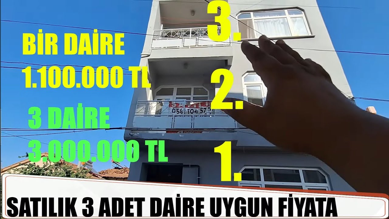 Balıkesir Gönen Satılık 3 adet Daire Tanesi 1.100.000 TL Hepsi 3 Daire 3.000.000 TL