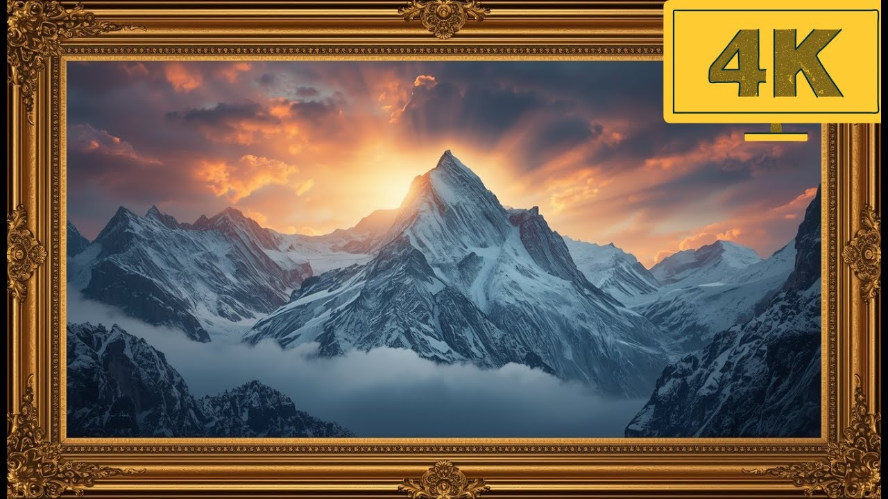 4K TV WALLPAPER Majestic Snowy Mountain Peak at Sunrise | Epic Alpine Landscape Art