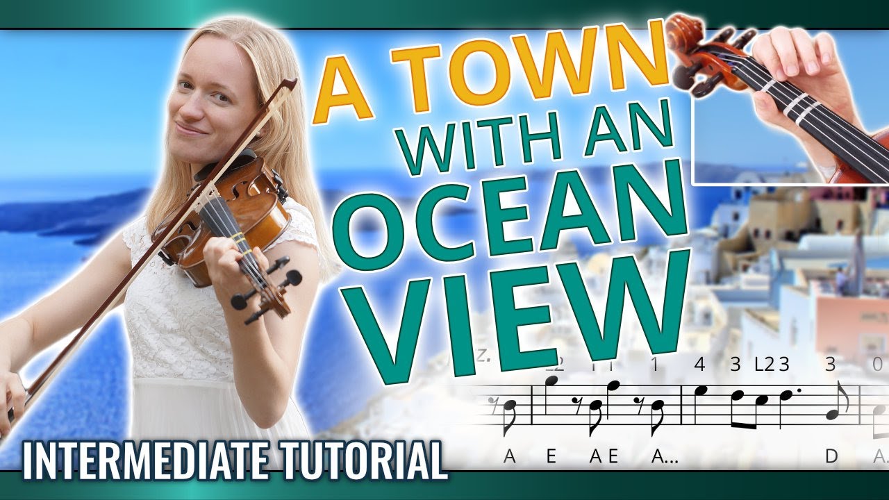 How to Play A Town With An Ocean View - Hisaishi | Intermediate Violin Tutorial Sheet Music + Piano