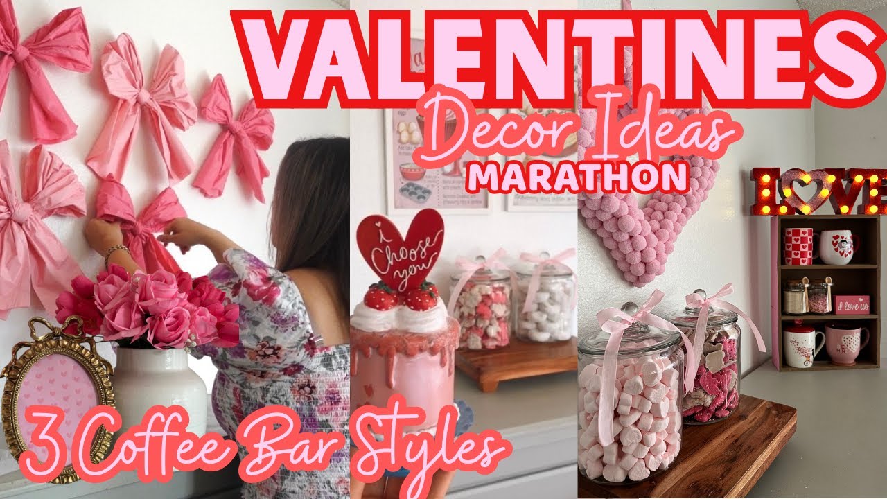 COZY 🎀 VALENTINES DECORATING 2026 MARATHON! VALENTINES COFFEE BAR IDEAS! #valentinesday #coffeebar