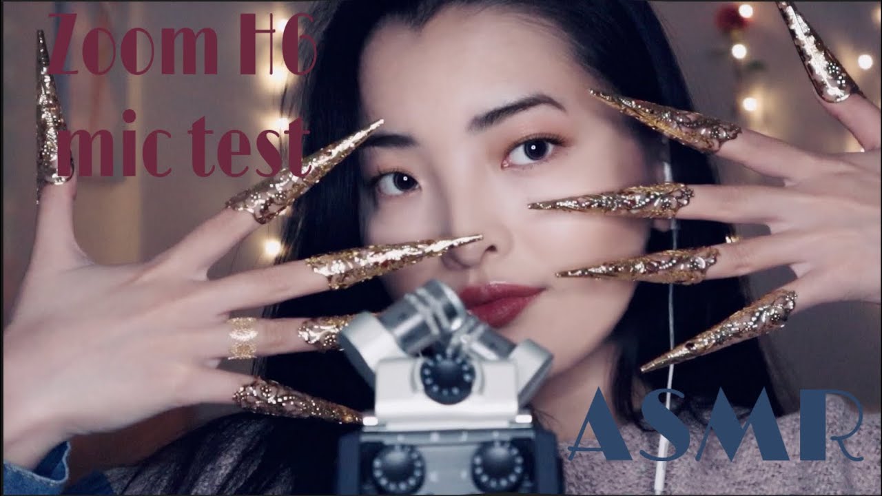 ASMR ZOOM H6 MIC TEST P1I Mic scratching, touching, tapping, stroking w/nails, tips, claws(binaural)