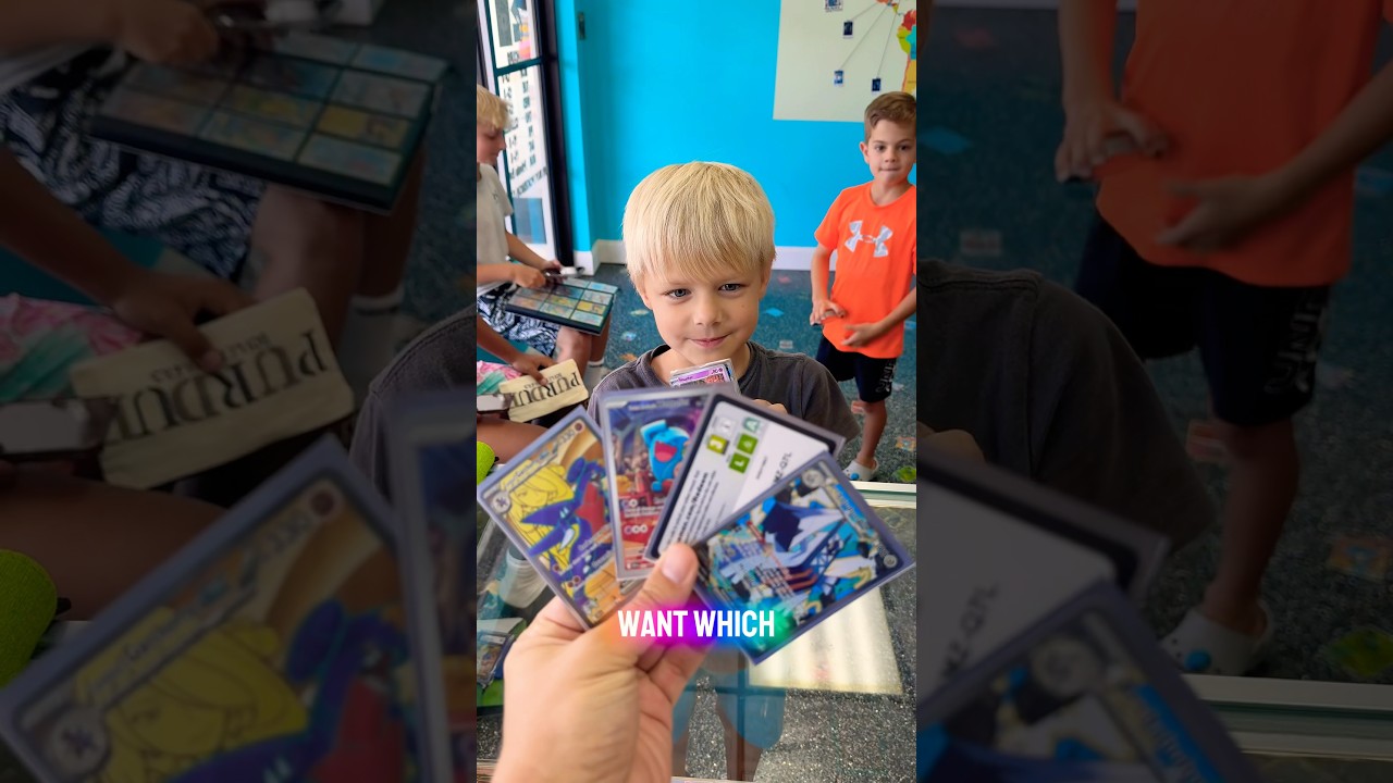 Trading Common Pokemon Cards for RARE Cards! (Surprising Kids) #game #reaction #pokemon #public