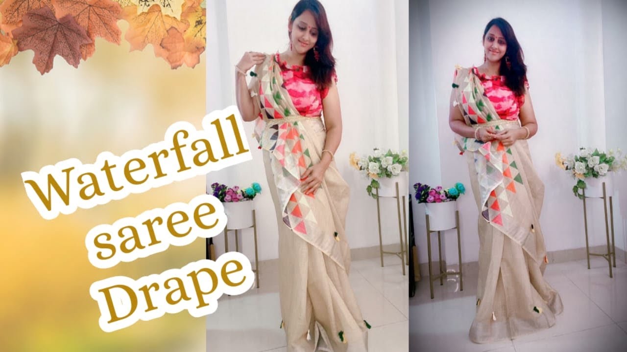 The waterfall saree drape |Waterfall saree draping tutorial | Unique saree draping style | Must try