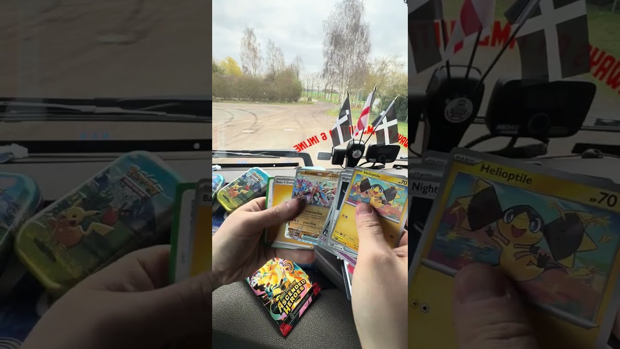 Opening pokemon ascended heroes mini tins in my truck #pokemon #megaevolution #ascendedheroes 