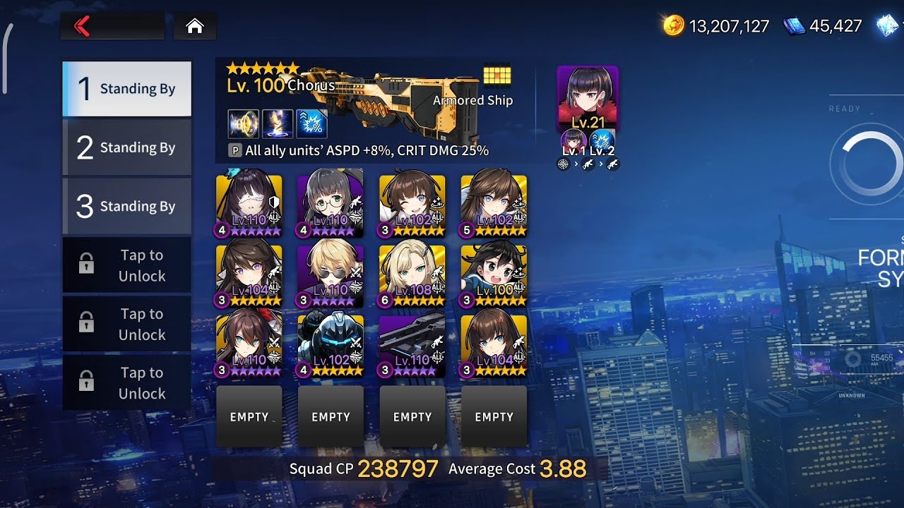 One-shot level 150 Inhibitor with 12-unit squad + Lin Xien branch manager - Counter:Side