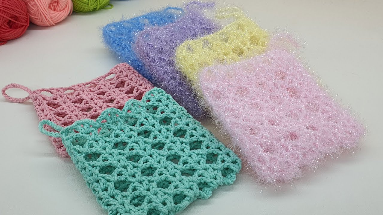성글한 느낌의 사각 패턴 수세미 뜨기 / 코바늘 수세미 /  Crochet Dish Scrubby / flower crochet #crochet #diy