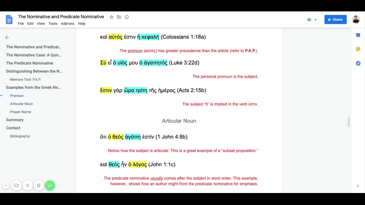 Distinguishing Between the Nominative and the Predicate Nominative (Biblical Greek Grammar)