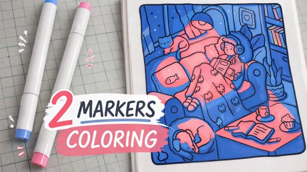 2 Markers Coloring-Reading Time-Ohuhu&Coco Wyo