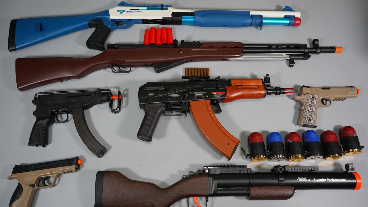 SKS Shell ejecting And AK47 Airsoft Toy Gun Nerf Gun Shot Gun Vz61 - Realistic Toy Guns Collection