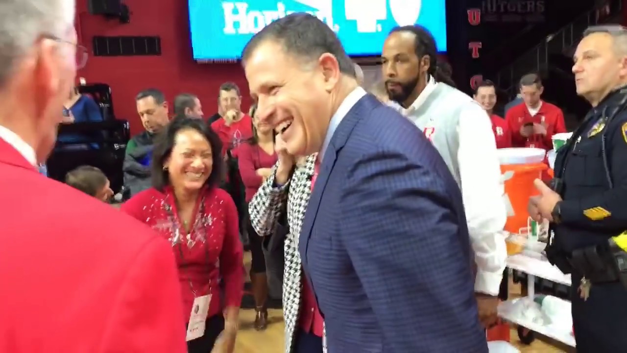 Greg Schiano arrives at Seton Hall-Rutgers game