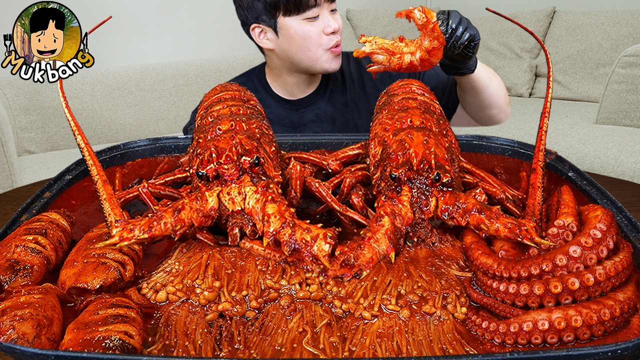 ASMR MUKBANG | FIRE Noodle, Spicy Seafood boil, Lobster, Octopus korean eating sound !