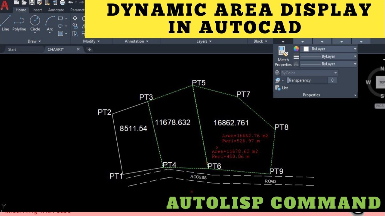 Dynamic Area Display on AutoCad by lisp || #autocad #autolisp