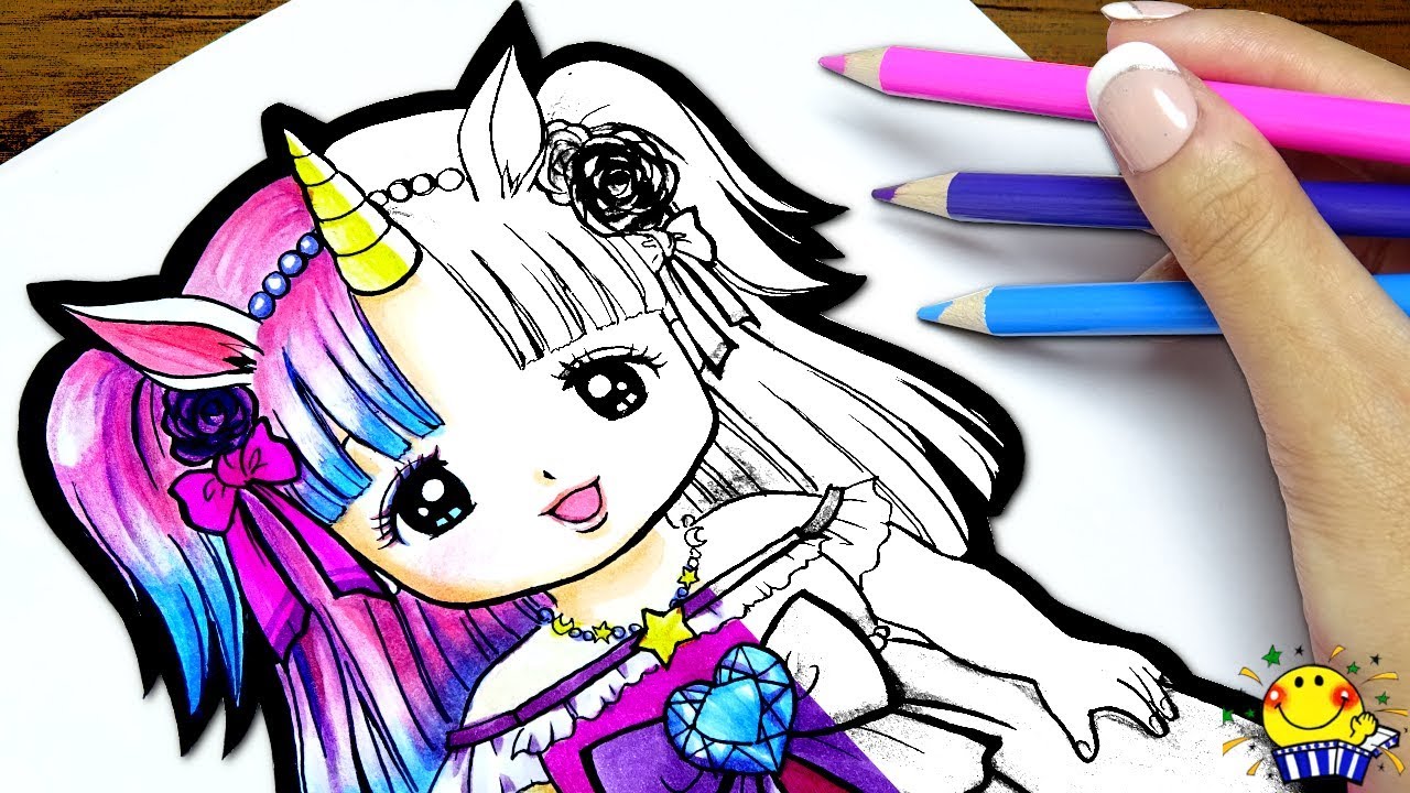 【メルちゃんを本気でぬり絵❤︎】お絵かきと美容室で夢かわユニコーンに大変身♡