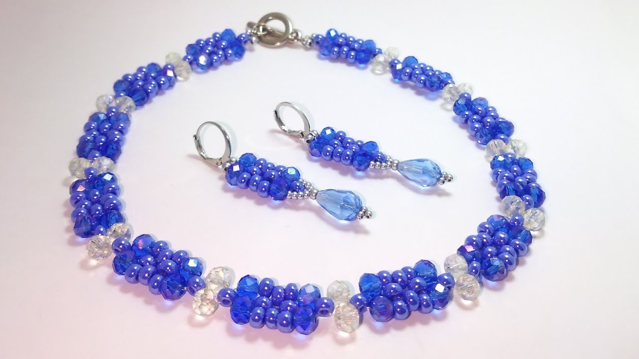 Kristal ve Preciosa boncuğu ile takım yapımı /Комплект из кристалей и бисера Preciosa /Beaded set /