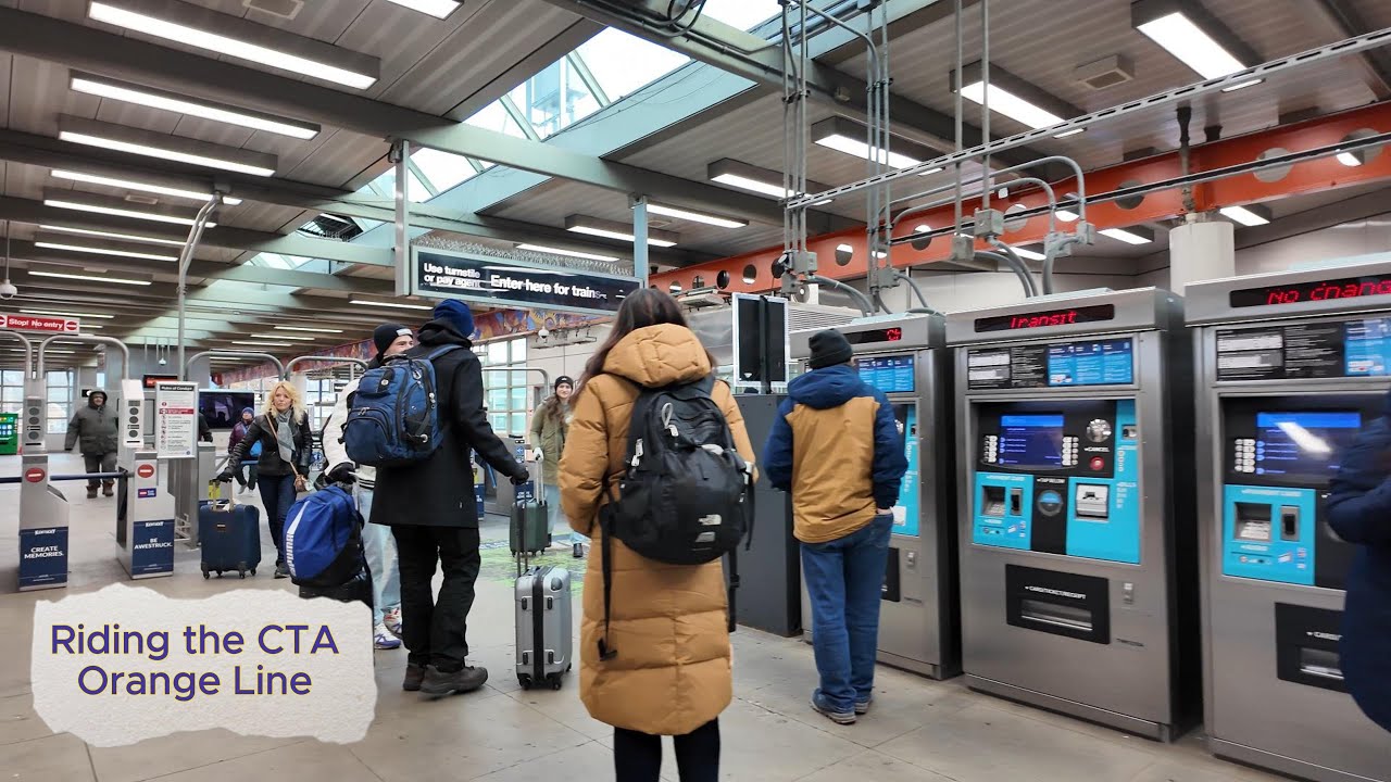 Taking the Orange Line from Chicago Midway Airport (MDW) to Roosevelt Station in Chicago Illinois