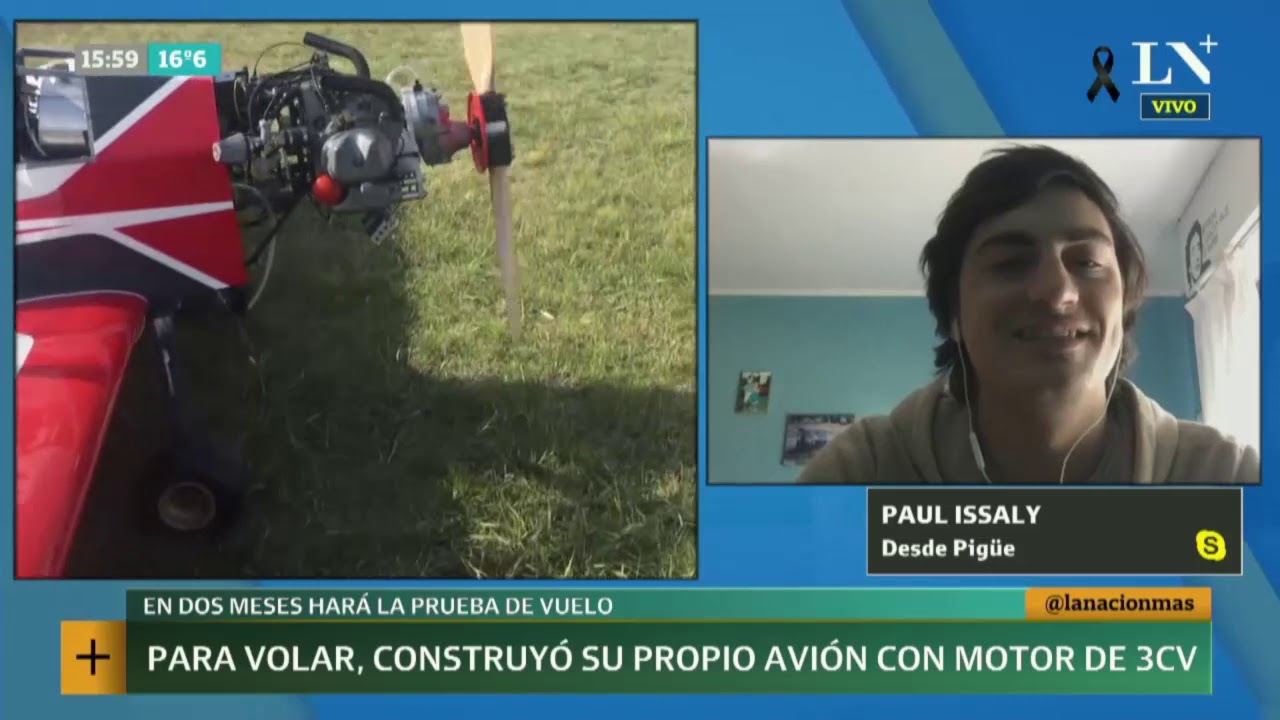 Para volar construyó su propio avión con un motor 3CV