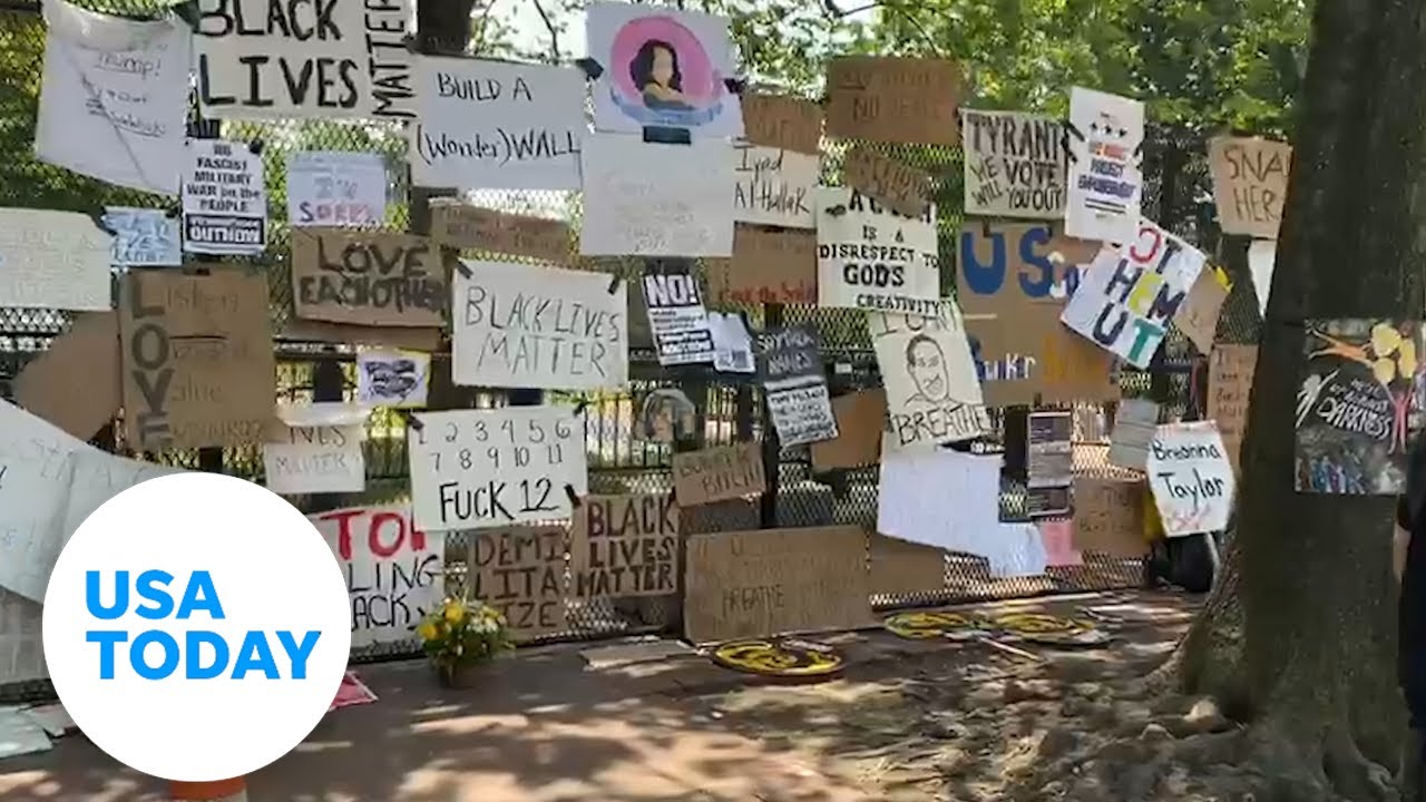 White House fence covered with 'BLM' posters | USA TODAY