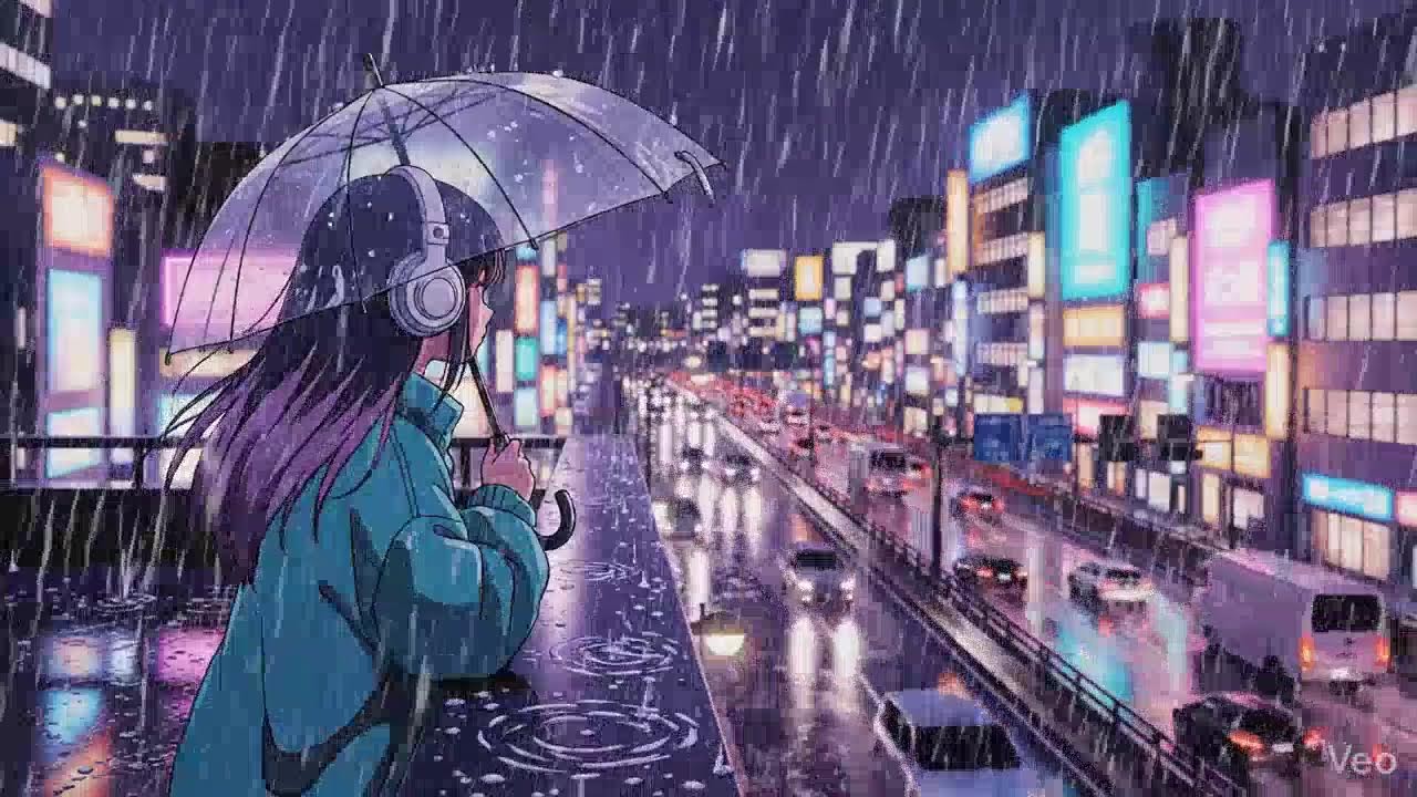 Night Rain Ambience 🌧️ Japanese Neon City Lofi