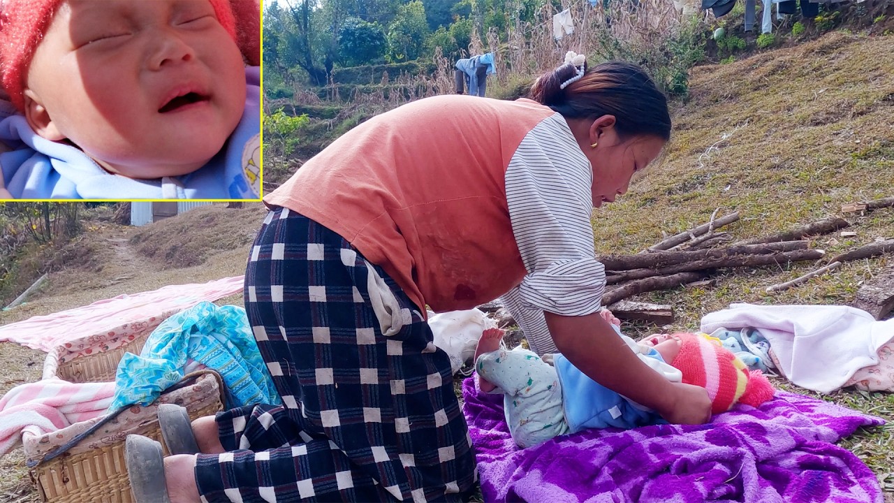 Baby Aaditma taking sun light with mom@pastorallifeofnepal