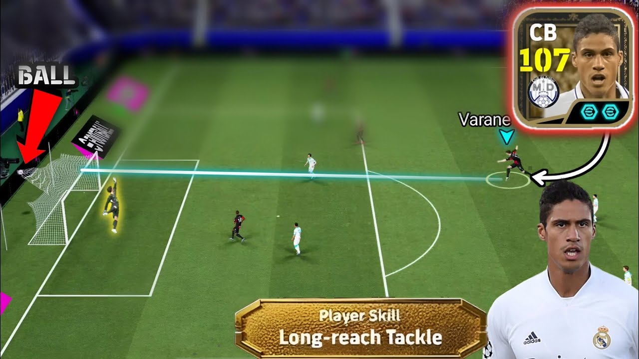 Raphael Varane 107 Epic Double booster CB + Long Reach - Tackle Skill 😳 | BEST NEW CB 🤔 | efootball 