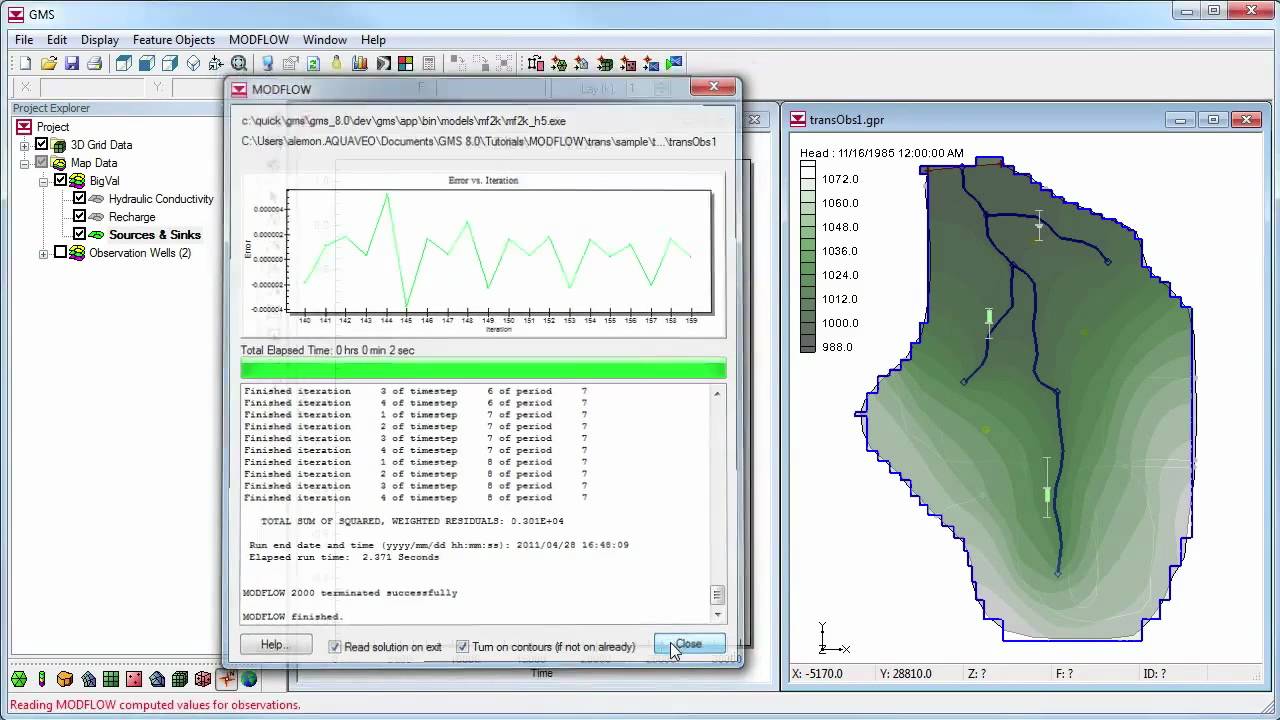 GMS: MODFLOW Flow Observation Tools