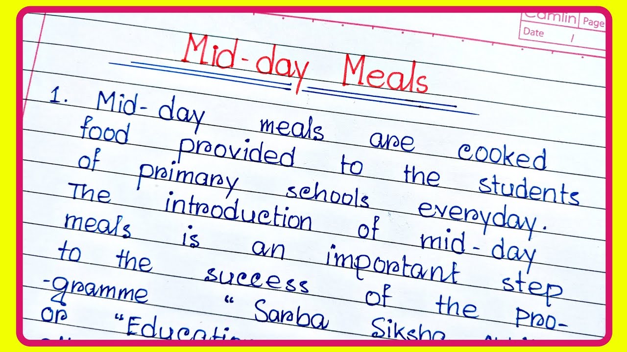 Essay on Mid-day Meals in English|| Paragraph on Mid-day Meals || 20lines Essay on Mid-day Meals ||