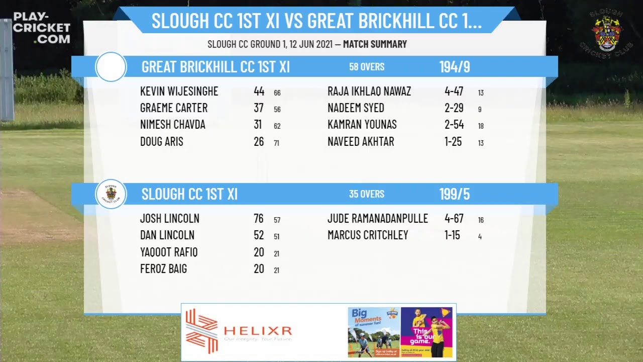 Home Counties Premier League  - Slough CC 1st XI v Great Brickhill CC 1st XI