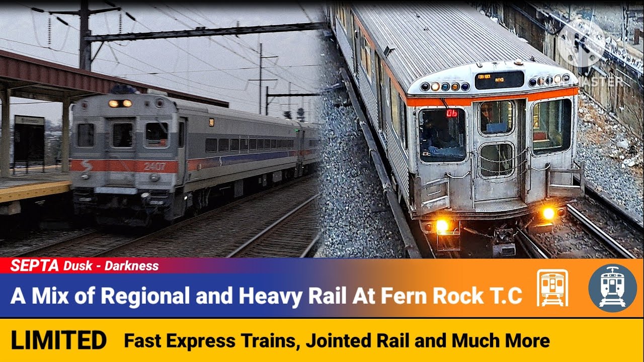 A Mix of SEPTA Regional Rail and more at Fern Rock Transportation Center (Dusk To Darkness)