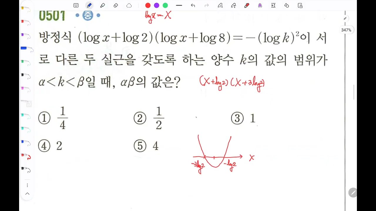 쎈 대수 4 로그함수 501번