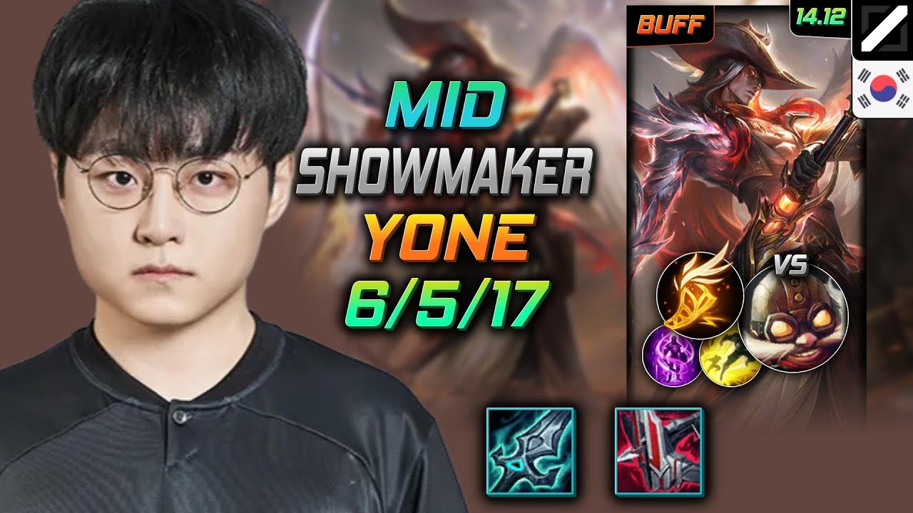 Yone Mid Build ShowMaker Blade of The Ruined King Fleet Footwork - LOL KR GrandMaster Patch 14.12