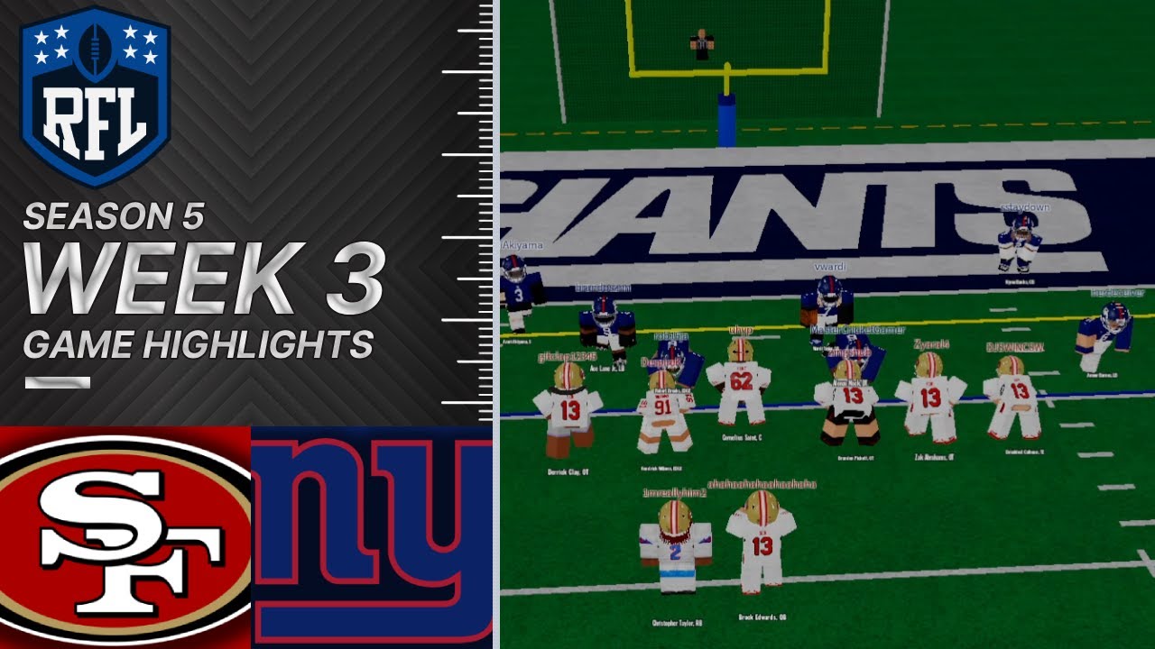 RFL Season 5 Week 3 | San Francisco 49ers (0-2) @ New York Giants (2-0) | Roblox Football Highlights