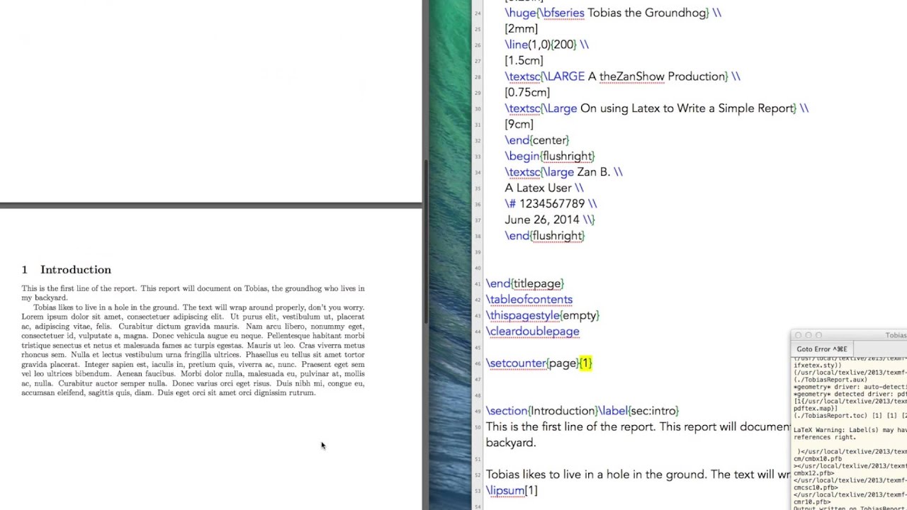 Latex Tutorial 3 of 11: Table of Contents and Front Matter