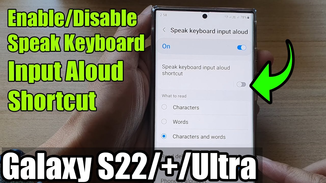 Galaxy S22/S22+/Ultra: How to Enable/Disable Speak Keyboard Input Aloud Shortcut